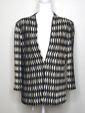 Ming Wang Blazer Size Medium Multicolor Textured Knit Geometric Abstract Print